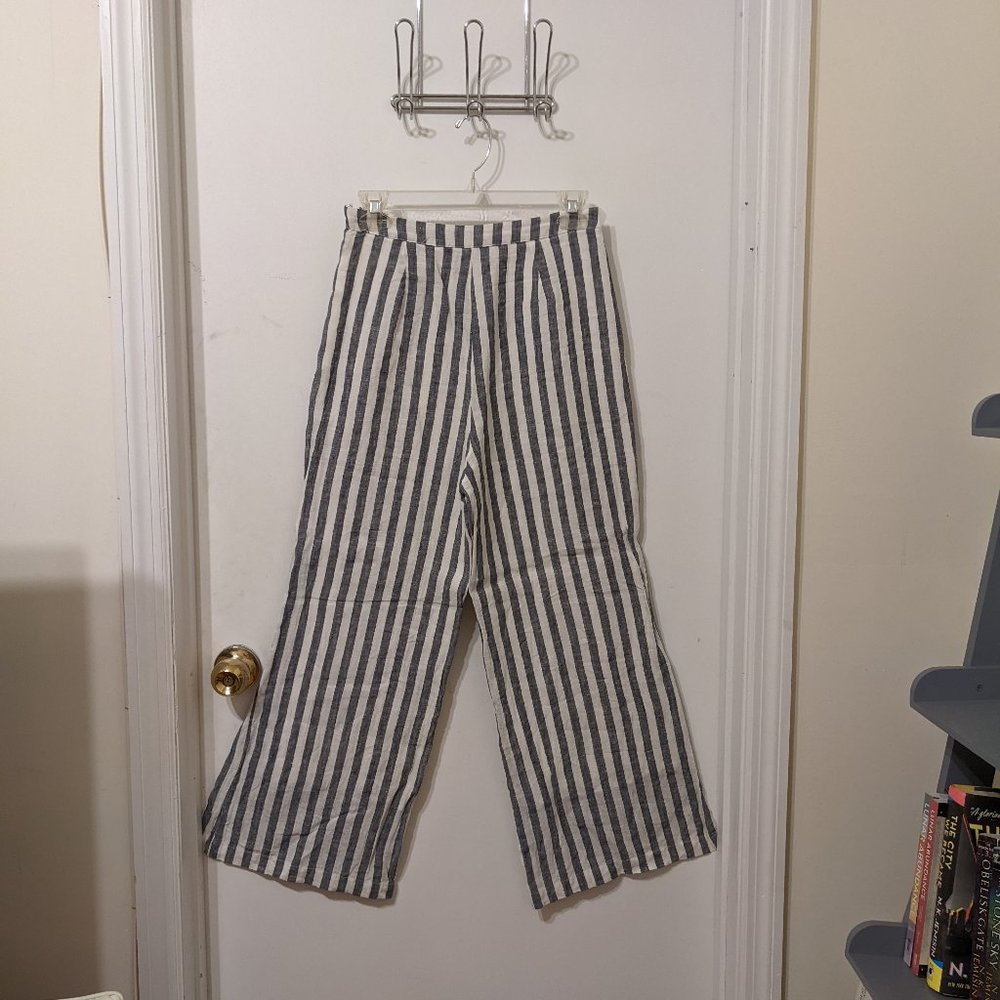 Striped Linen Cropped Pants
